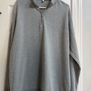 Peter Millar Men's Light Gray Quarter-Zip Sweater